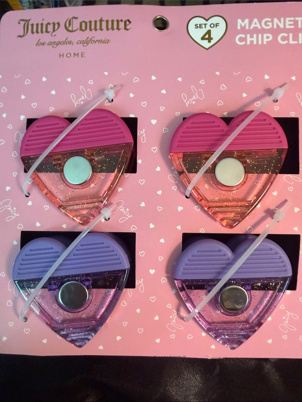 Juicy Couture Heart Magnetic Chip Clips — Pink & Lavender - Picture 2 of 2